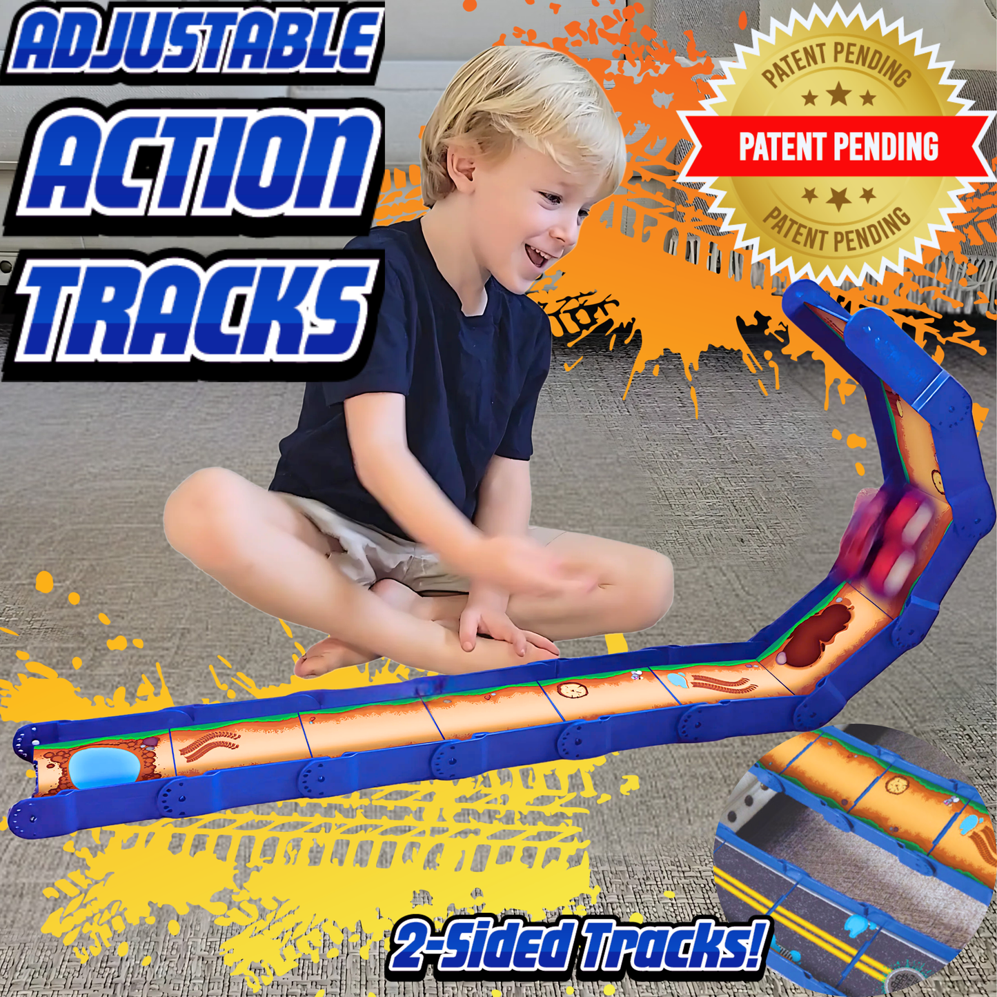 Redi-Rampz: STEM Ramp Builder Set – 10 Modular Track Pieces with Adjustable Angles + 2 Monster Trucks | Build Custom Ramps, Bridges & Jumps (Ages 4-8, No Batteries, Fits 1:64 Vehicles)