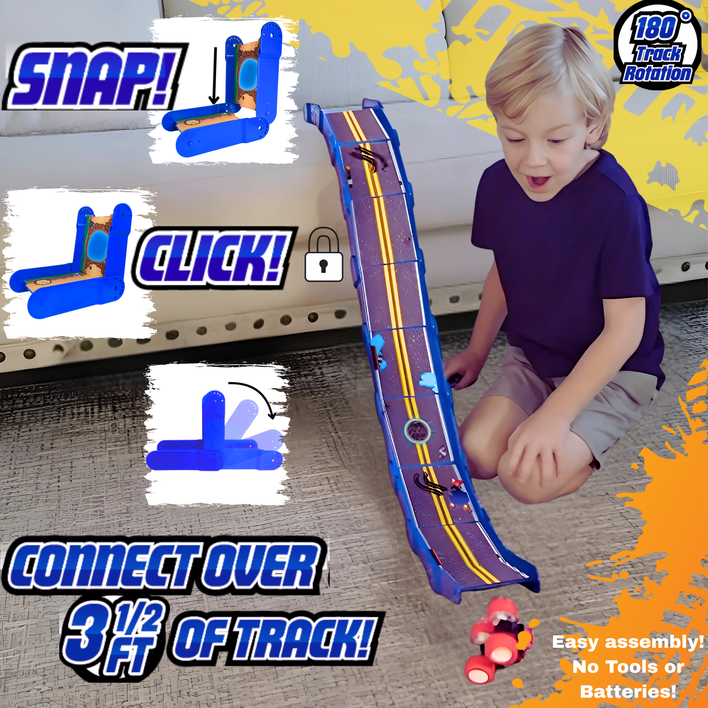Redi-Rampz: STEM Ramp Builder Set – 10 Modular Track Pieces with Adjustable Angles + 2 Monster Trucks | Build Custom Ramps, Bridges & Jumps (Ages 4-8, No Batteries, Fits 1:64 Vehicles)