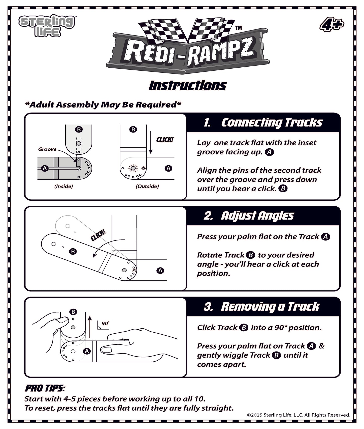 Redi-Rampz: STEM Ramp Builder Set – 10 Modular Track Pieces with Adjustable Angles + 2 Monster Trucks | Build Custom Ramps, Bridges & Jumps (Ages 4-8, No Batteries, Fits 1:64 Vehicles)