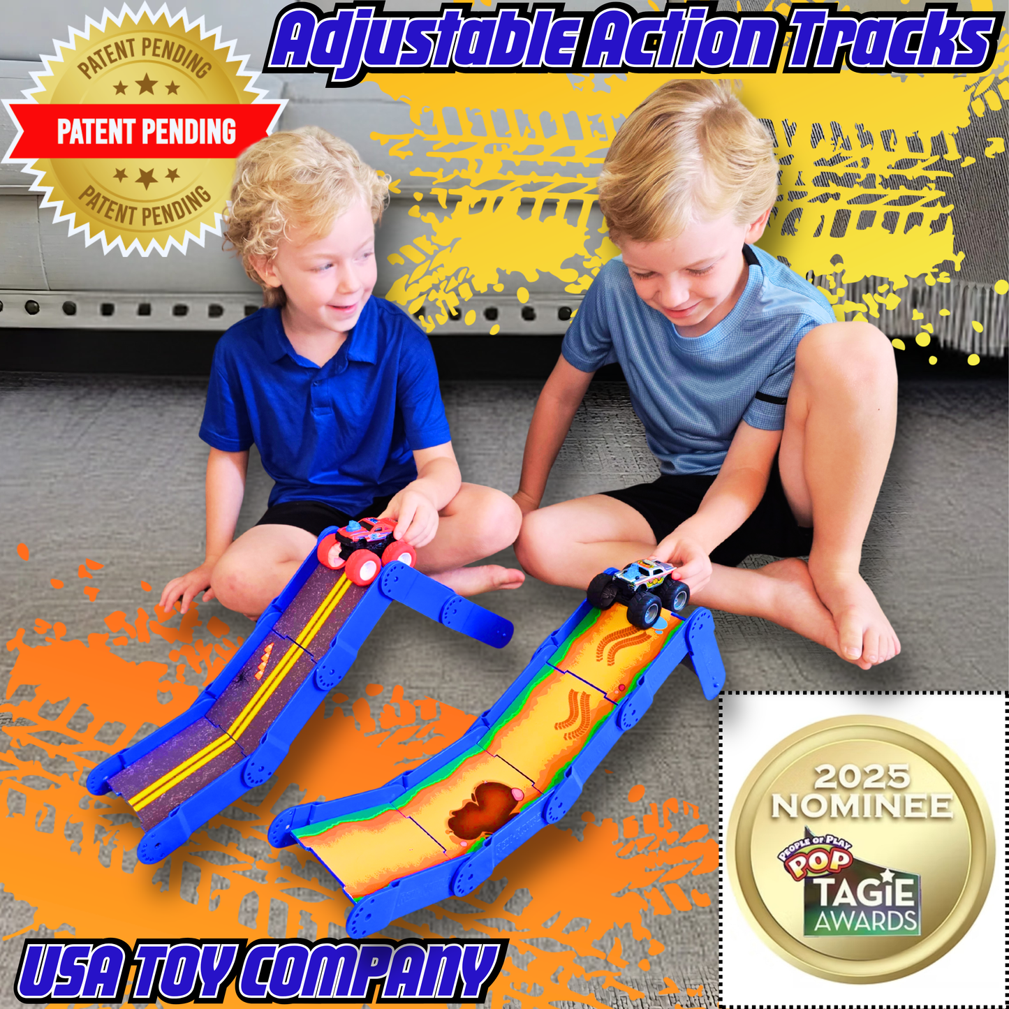 Redi-Rampz: STEM Ramp Builder Set – 10 Modular Track Pieces with Adjustable Angles + 2 Monster Trucks | Build Custom Ramps, Bridges & Jumps (Ages 4-8, No Batteries, Fits 1:64 Vehicles)